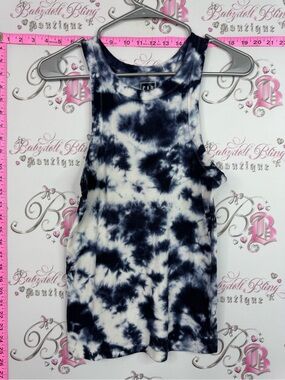 GAP rib tank navy Black & White Ribbed Tie-Dye Tank